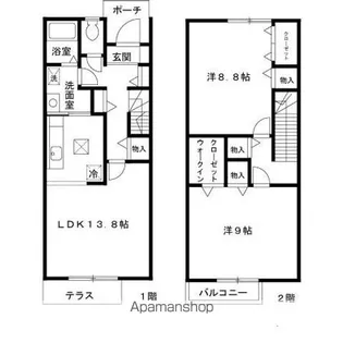 大阪府堺市北区百舌鳥陵南町1丁【テラスハウス】の間取り
