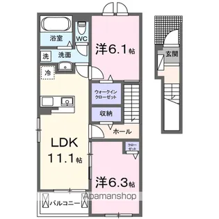 レ プリューム アン【2階】の間取り