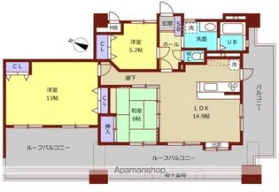 パレローヤル西新【702号室】の間取り