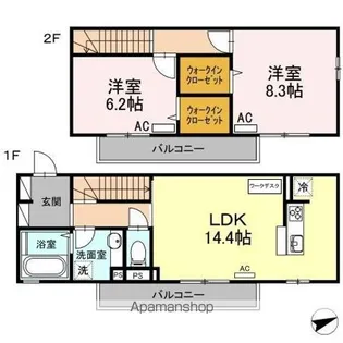 ディアコート本木【2階】の間取り