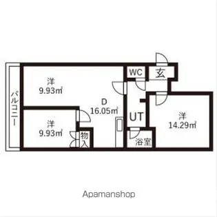 日映マンションⅡ【8CFR1号室】の間取り