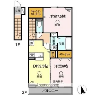 アテリア参番館【2階】の間取り