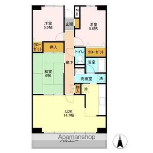 ルーチェ緑が丘 B【1階】の間取り