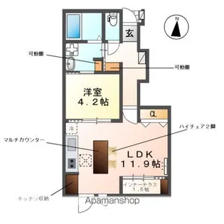レヴメゾン神山四番館【1階】の間取り