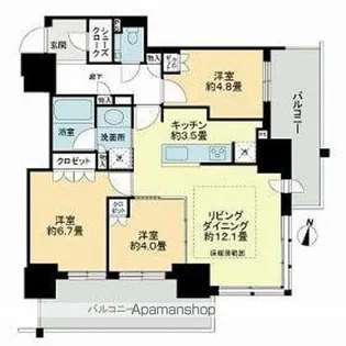 ザ・札幌タワーズ ウエストタワー【7階】の間取り
