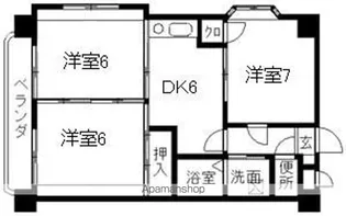 プレジデント下荒田【6階】の間取り