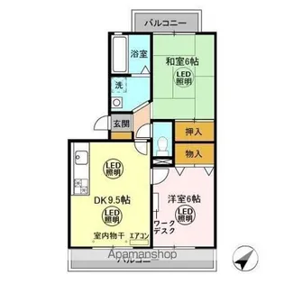 ハイツ・サンピーチ B【2階】の間取り