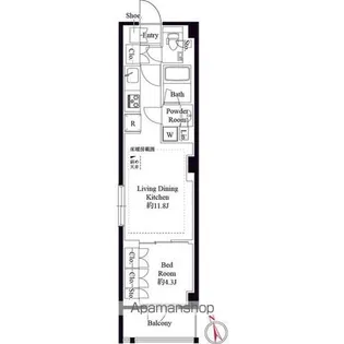 343レジデンス西麻布(オープンレジデンシア)【4階】の間取り
