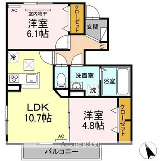 セジュールちさとII・III III【102号室】の間取り