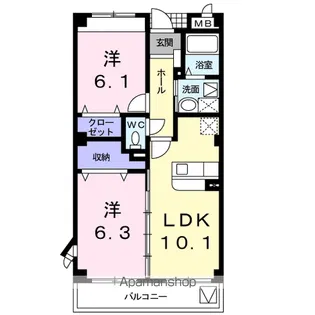グラン・アビタシオン【1階】の間取り