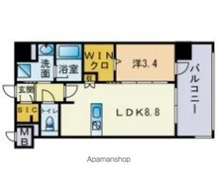 シーズンフラッツ平尾【7階】の間取り