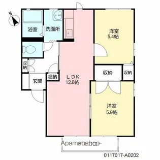パークディアス A棟【2階】の間取り