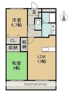 フィネス八幡【2階】の間取り