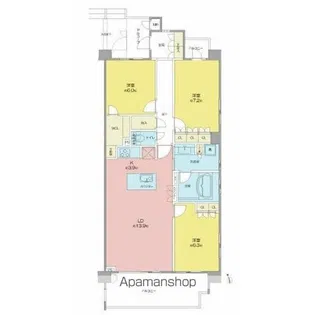 キャッスルニューコート茶屋ヶ坂【1階】の間取り