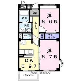 サニーセトル弐号館【1階】の間取り