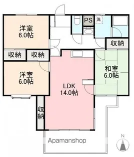 シャトーメゾン木太【303号室】の間取り