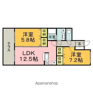 エルマーナⅠ・Ⅱ【Ⅰ102号室】の間取り