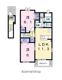 エンジェル・ティアーズ Ⅱ【2階】の間取り