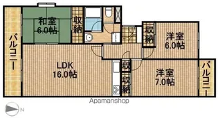 蜆塚ハイムA【3階】の間取り