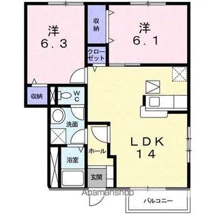 グリーンフィールドB【1階】の間取り
