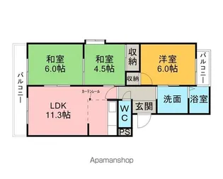 シャトータカクラ【305号室】の間取り