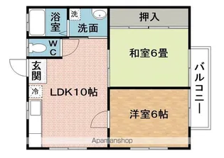 エンジェルハイツヤマカ(ハイツ)【2階】の間取り