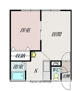 第2大橋マンション【1A号室】の間取り