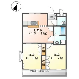 広島県福山市引野町2丁目【アパート】の間取り