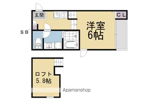 アンソレイエ椥辻【203号室】の間取り