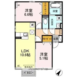 シャルマンソレーユ【1階】の間取り
