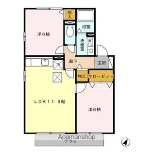 カームヒルズ AB【1階】の間取り