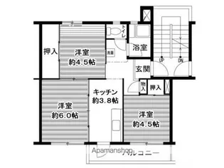 ビレッジハウス鳴滝6号棟【3階】の間取り