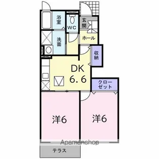 ニューカムリーB【1階】の間取り