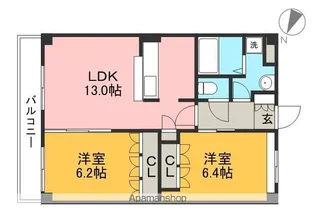 アグアカリエンテ【2階】の間取り