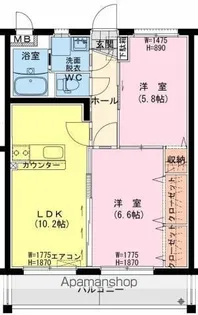 ラ・シェール アカシヤ【2階】の間取り