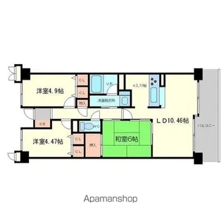 大阪府大阪市浪速区日本橋東3丁目【マンション】の間取り