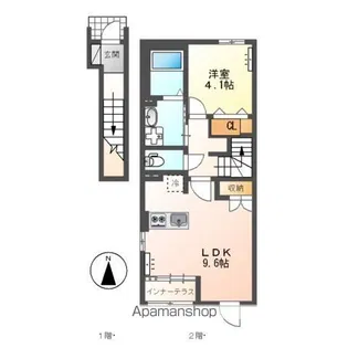 クオーレ西新町【2階】の間取り