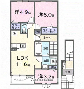 北3丁目アパート Ⅱ【2階】の間取り