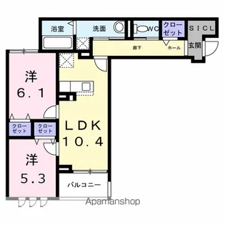 グランリヴェール建石町【2階】の間取り