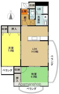 タウンズ谷川瀬【301号室】の間取り
