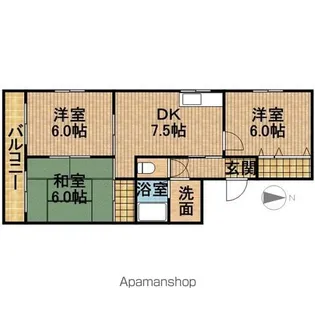 コスモスA【A201号室】の間取り