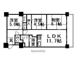 クリオ行啓通参番館【6階】の間取り