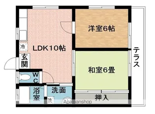 エンジェルハイツヤマカ(ハイツ)【1階】の間取り