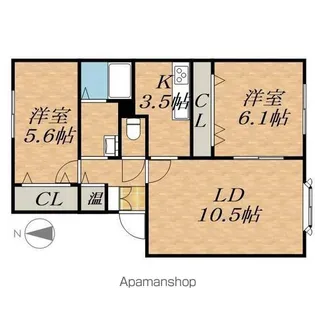 ヴィラ円山1【2階】の間取り