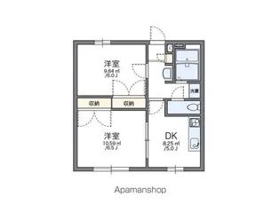 レオパレスOZー3【1階】の間取り