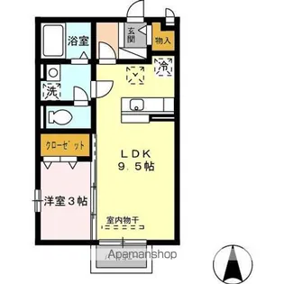 メゾンレーヴみのり A棟【1階】の間取り