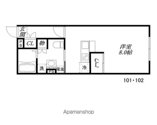 グレイス長等【102号室】の間取り