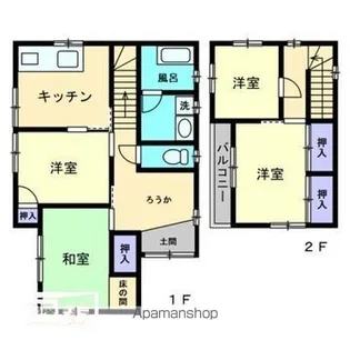 愛媛県松山市古川西2丁目【一戸建】の間取り