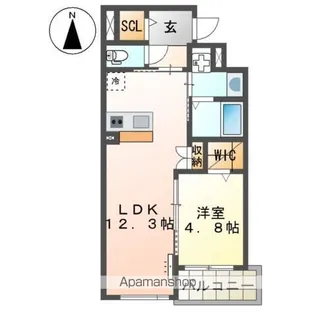 MAISON DU BONHEUR HAKOZAKI(メゾン・デ【4階】の間取り