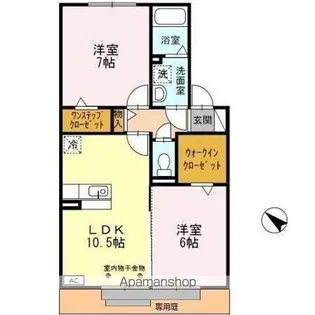 カーサ フェリーチェ B棟【1階】の間取り